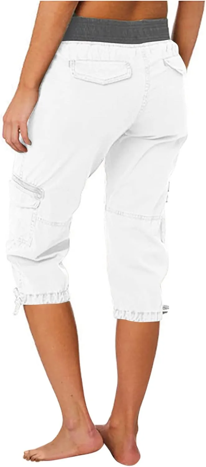 Womens Causal Cargo Pants Summer Capris Pants Lightweight Dressy Causal Pants Trendy Vacation Clothes 2024