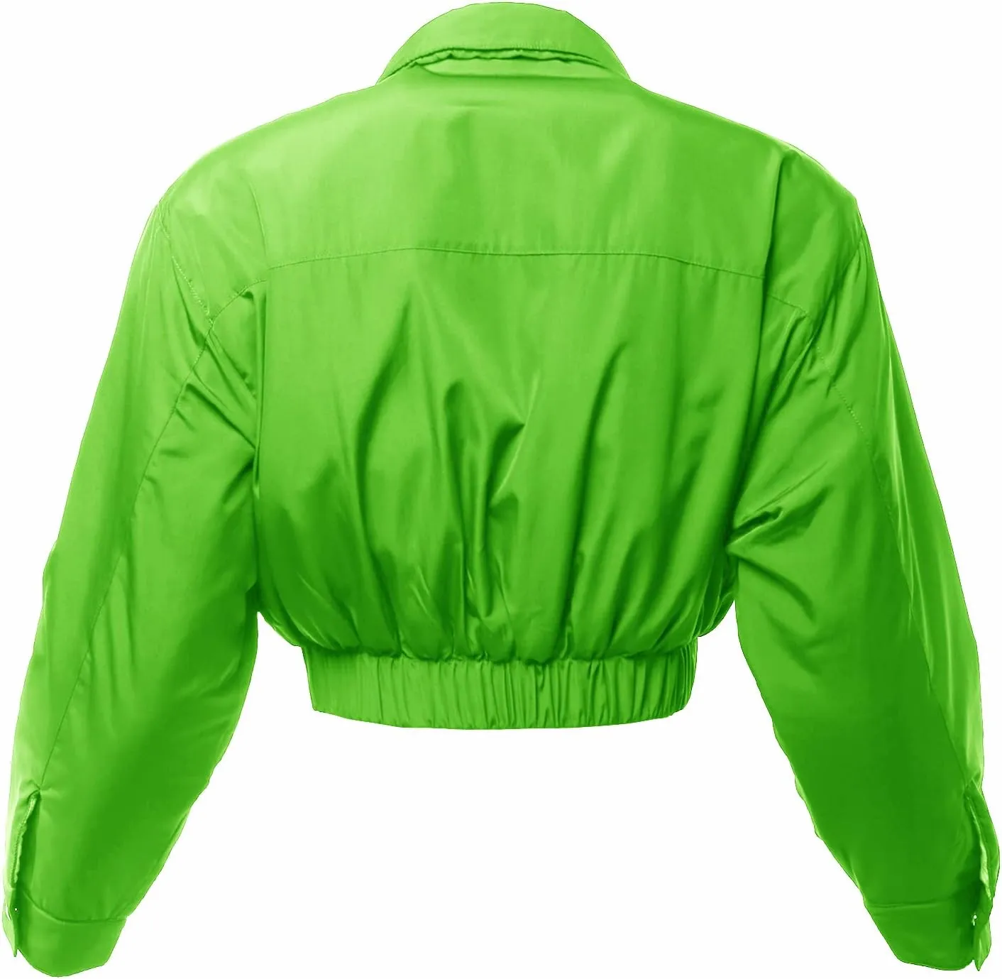 Women's Cropped Front Two Pocket Snap Quilted Padding Bomber Jacket