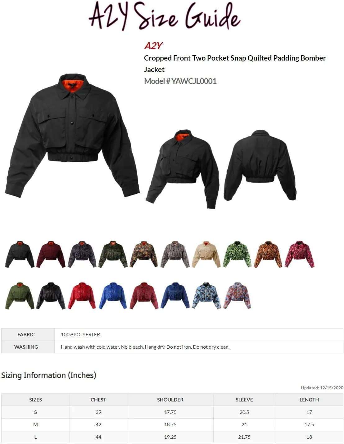 Women's Cropped Front Two Pocket Snap Quilted Padding Bomber Jacket