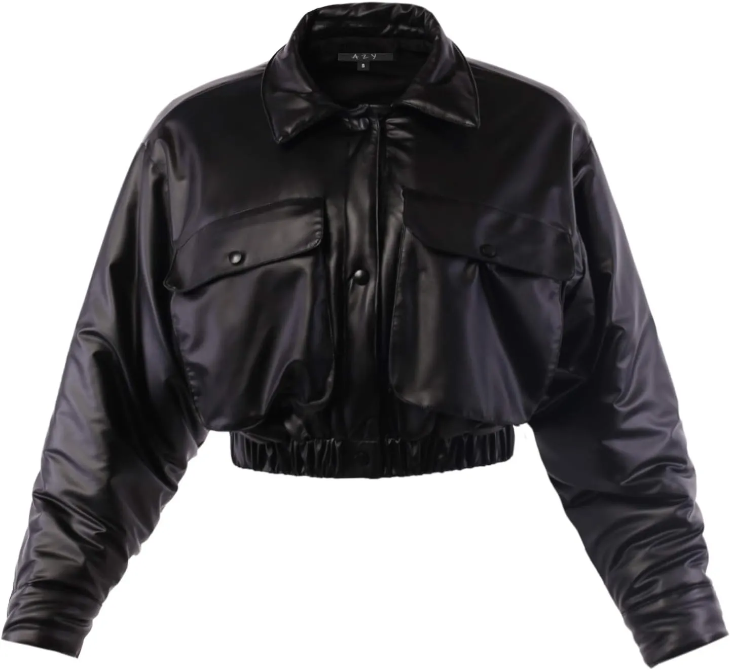 Women's Cropped Front Two Pocket Snap Quilted Padding Bomber Jacket