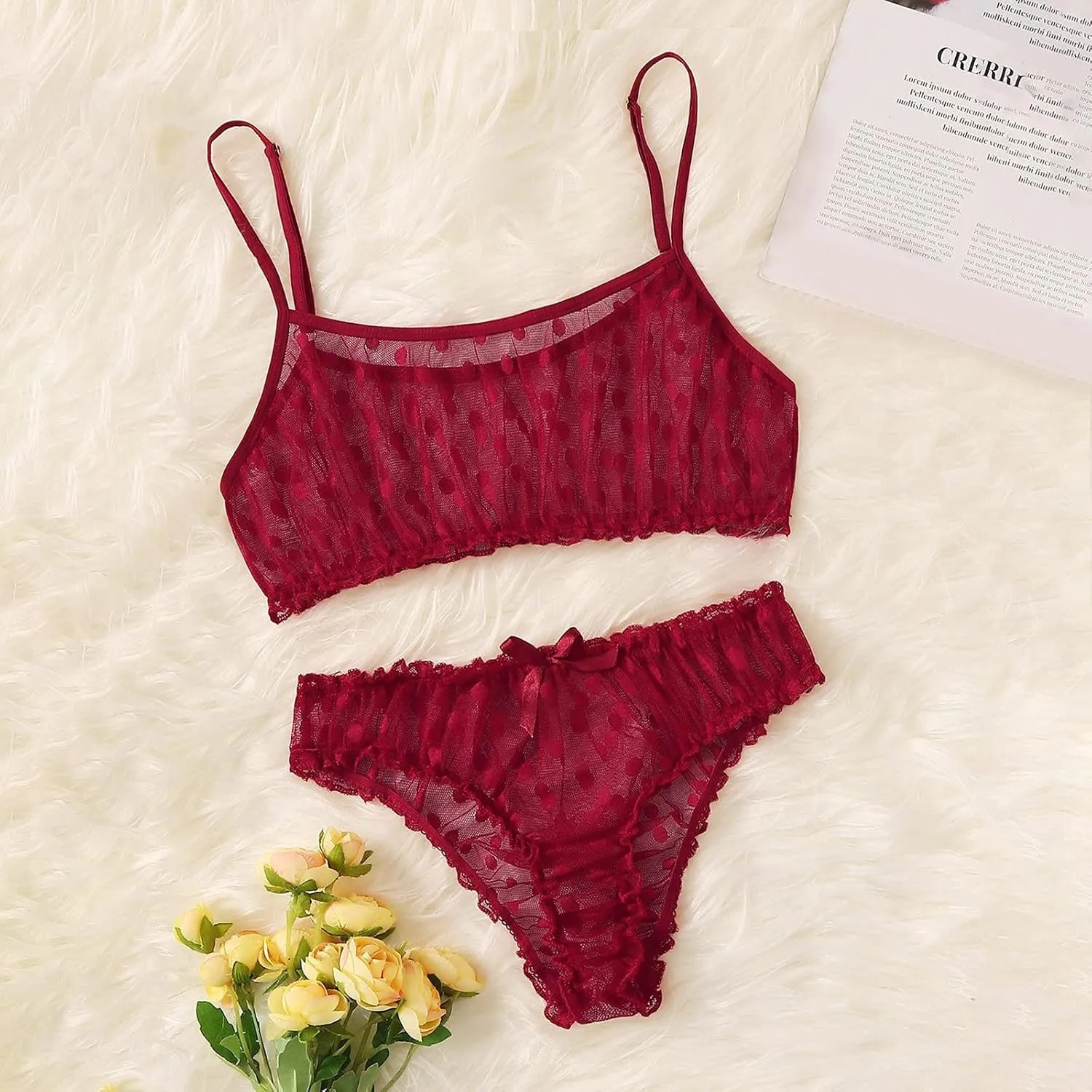 Women's Exotic Lingerie Sets Sexy Matching Bra and Panty Sets 2 Piece Underwire Underwear Corset Lace Lingeries Set