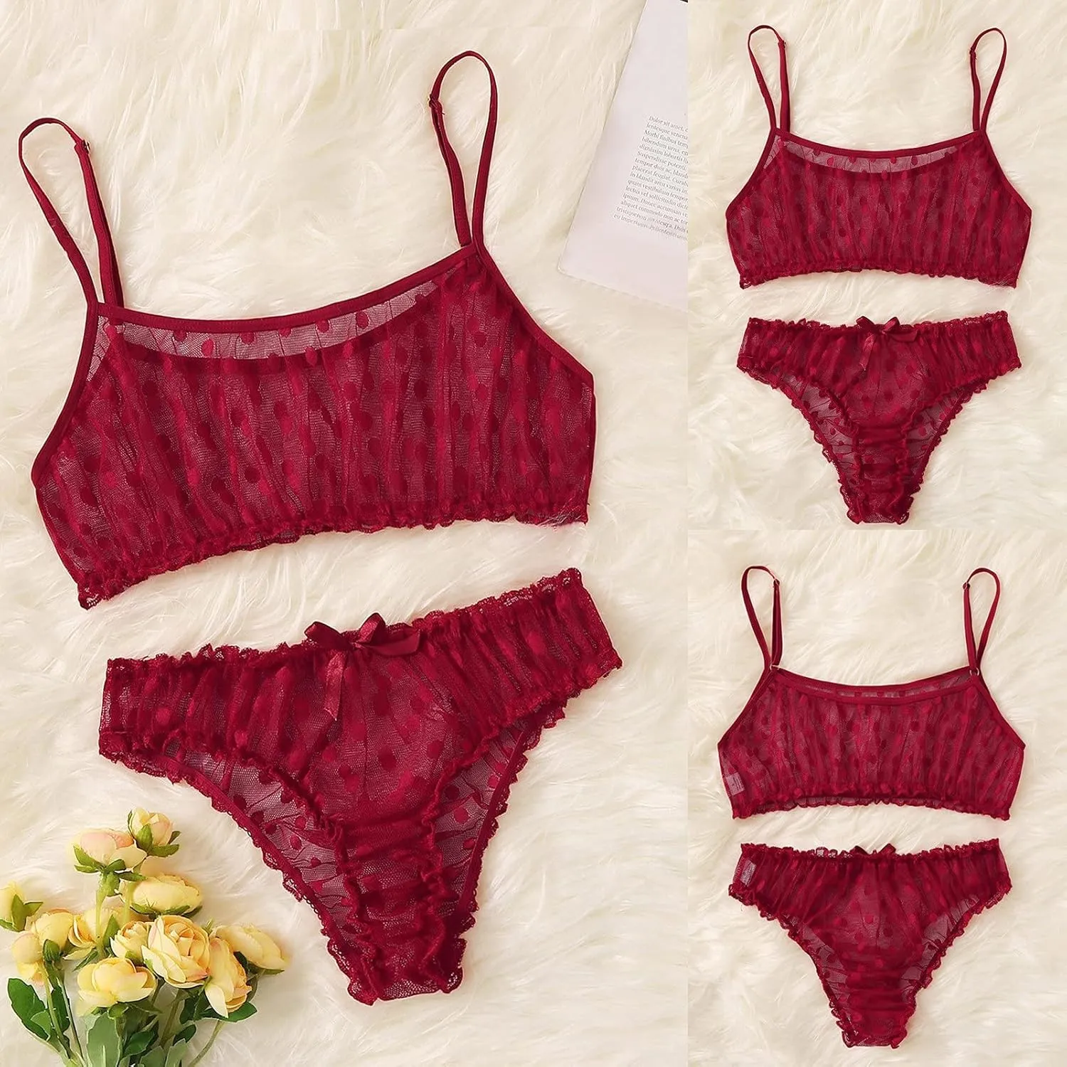 Women's Exotic Lingerie Sets Sexy Matching Bra and Panty Sets 2 Piece Underwire Underwear Corset Lace Lingeries Set