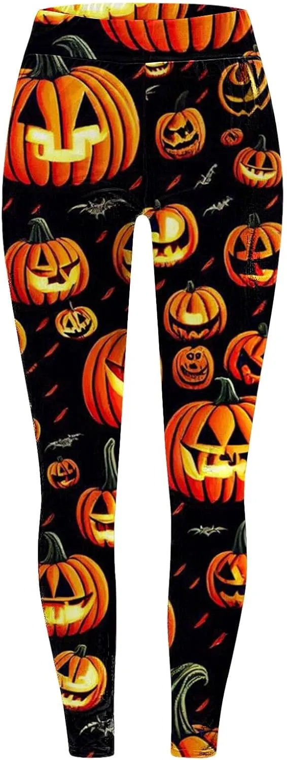 Women's Halloween Leggings Halloween Print Collection High Waist Women Leggings Compression Pants for Yoga Running