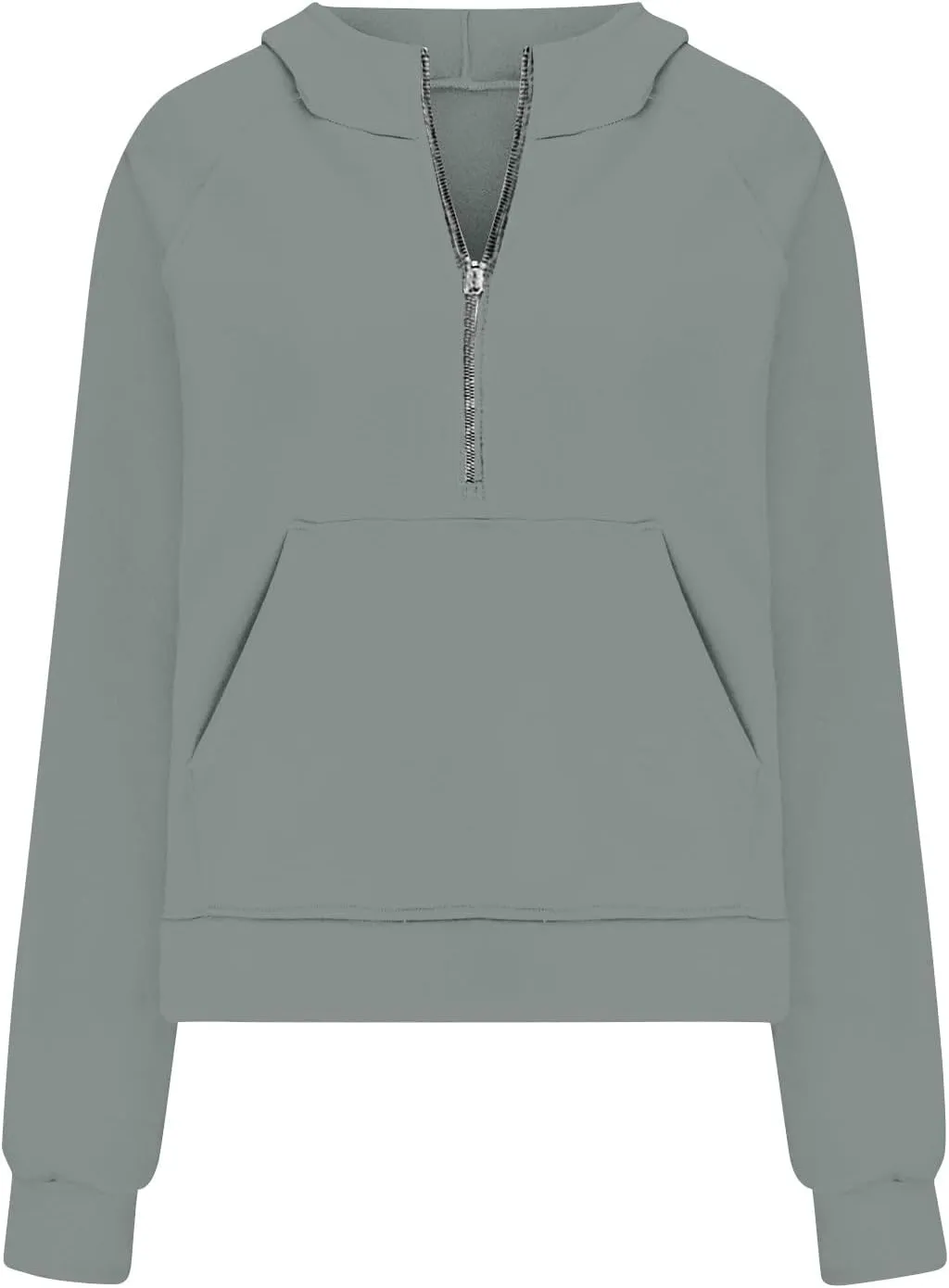 Womens Lightweight Sweatshirts Casual Half Zipper Hoodies Fashion Elegant Solid Long Sleeve Pocket Sport Pullover Tops