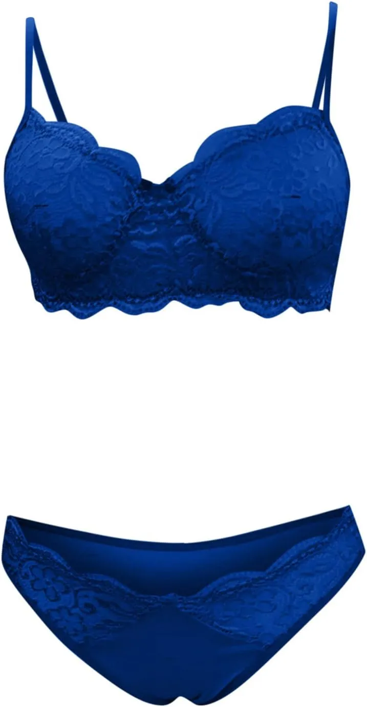 Womens Lingerie 2 Piece Lace Patchwork Lingerie Set Sexy V Neck Push Up Bralette and Panty Sets Babydoll Sleepwear