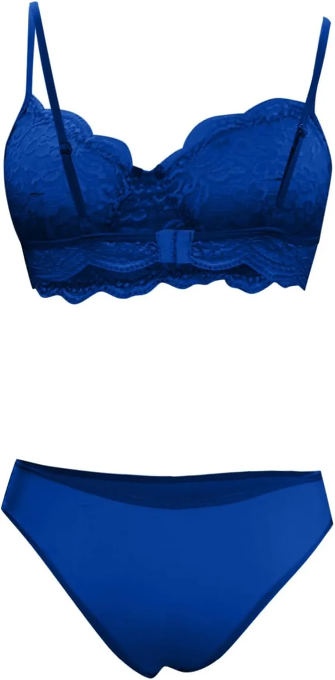 Womens Lingerie 2 Piece Lace Patchwork Lingerie Set Sexy V Neck Push Up Bralette and Panty Sets Babydoll Sleepwear