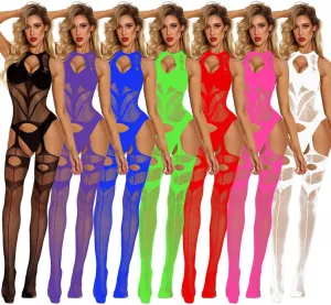 Women's Lingerie Fishnet Bodystocking Babydoll Bodysuit Lace Smock Mini Teddy Stripper Exotic Outfits