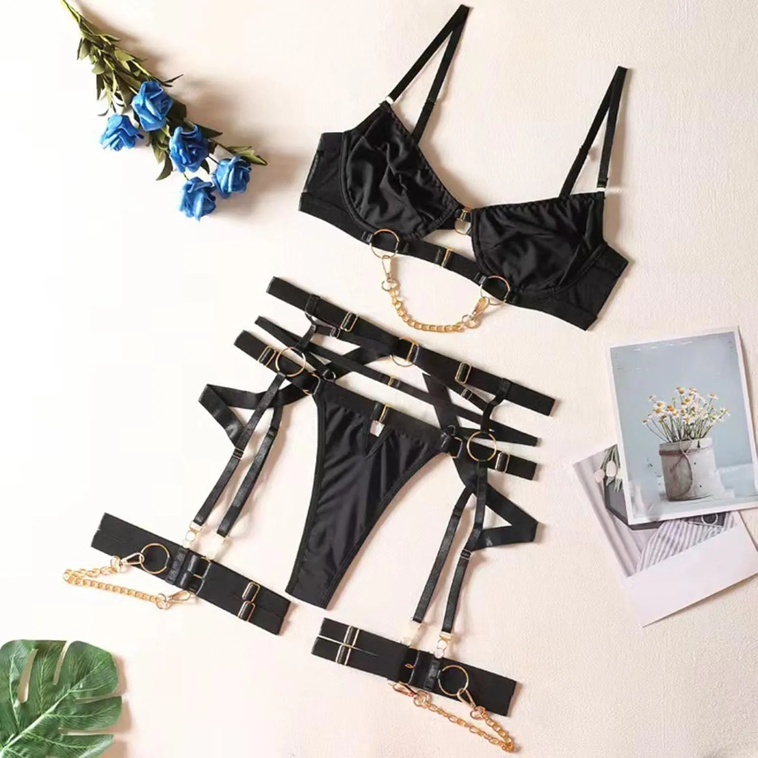 Women's Lingerie Set Lace Bralette And Panty Set Strappy Lace Lingerie Sexy Lingerie Lingerie for Women