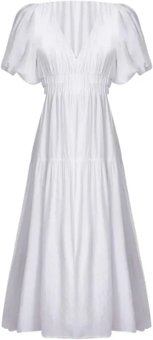 Womens Maxi Dress Wedding Guest Cocktail Short Sleeve Square Neck Ruched Formal Party Flowy Summer Dresses for Women