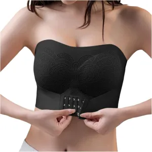 Womens Plus Size Lace Floral Bras Push Up No Underwire Bralettes Front Buckle Bra with Convertible Shoulder Straps