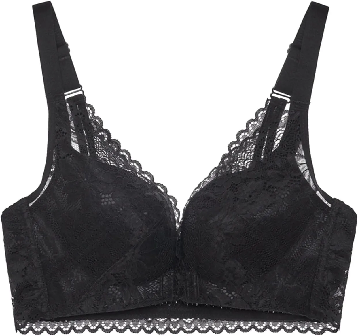 Womens Seamless Bra No Underwire Comfort Push Up Bras Support Comfort-Strap Scalloped Silk Fall
