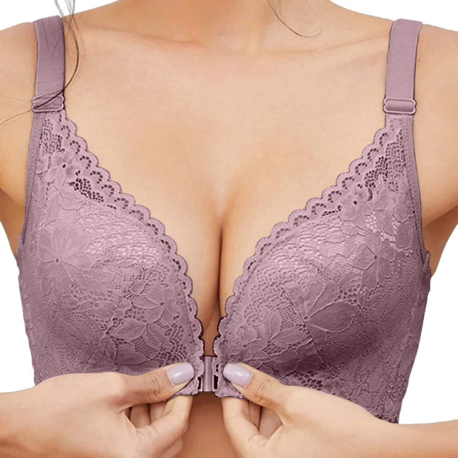 Womens Seamless Bra No Underwire Comfort Push Up Bras Support Comfort-Strap Scalloped Silk Fall