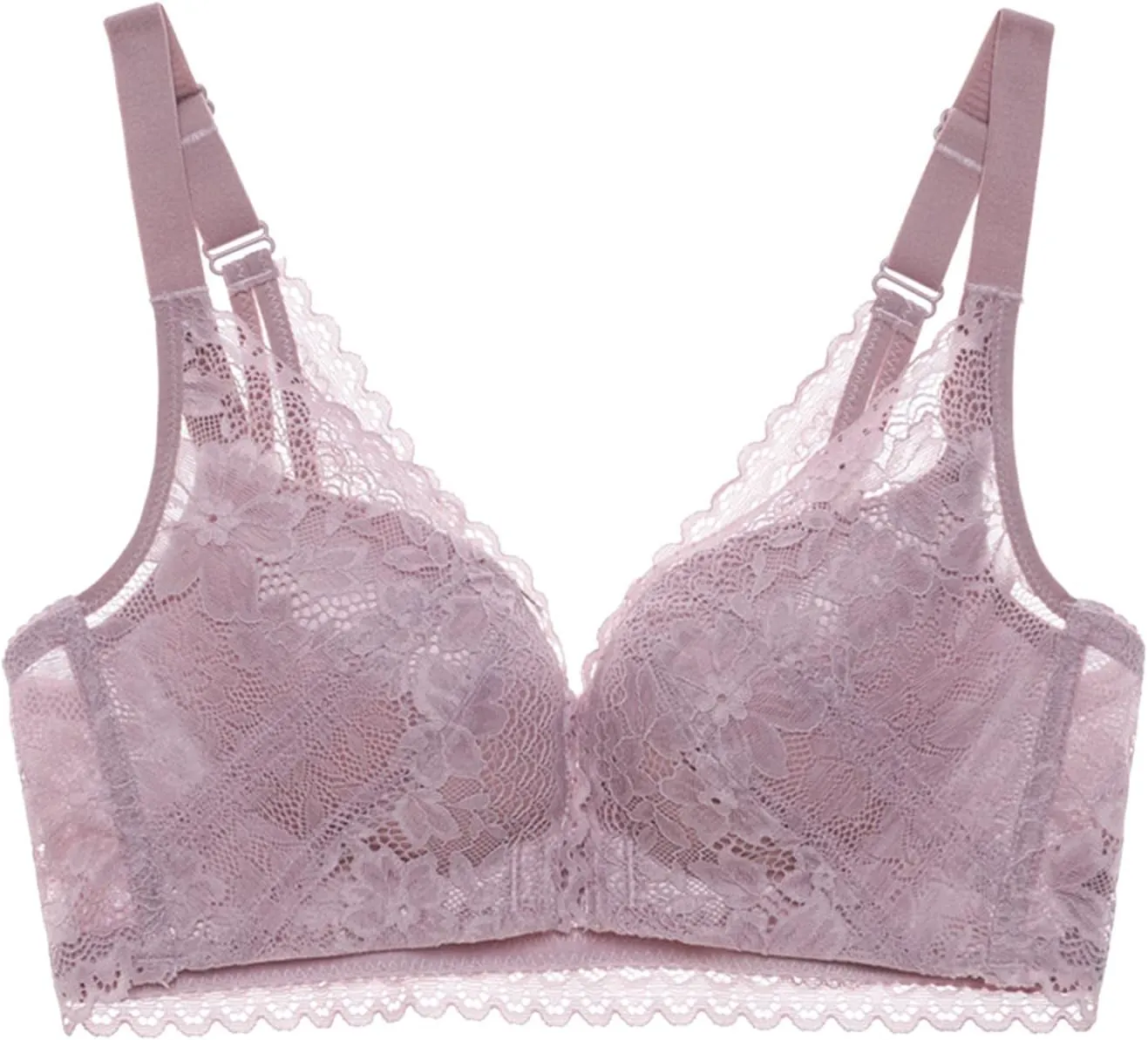 Womens Seamless Bra No Underwire Comfort Push Up Bras Support Comfort-Strap Scalloped Silk Fall
