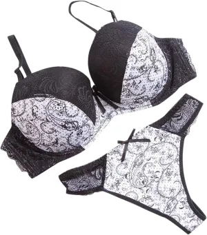 Womens Sexy Lingerie Sets Lace Embroidery Sleepwear Push Up Bra and Panty Sets Full Coverage Pants