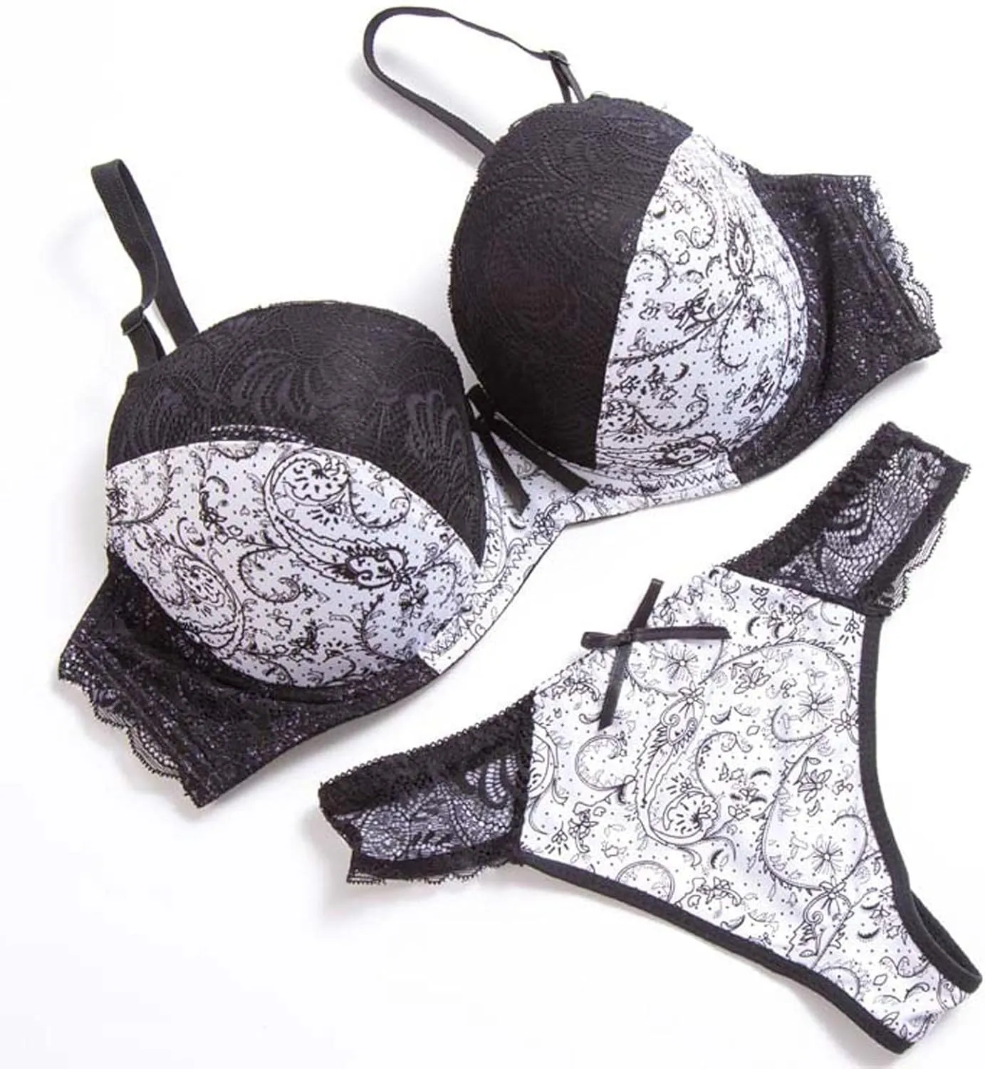 Womens Sexy Lingerie Sets Lace Embroidery Sleepwear Push Up Bra and Panty Sets Full Coverage Pants