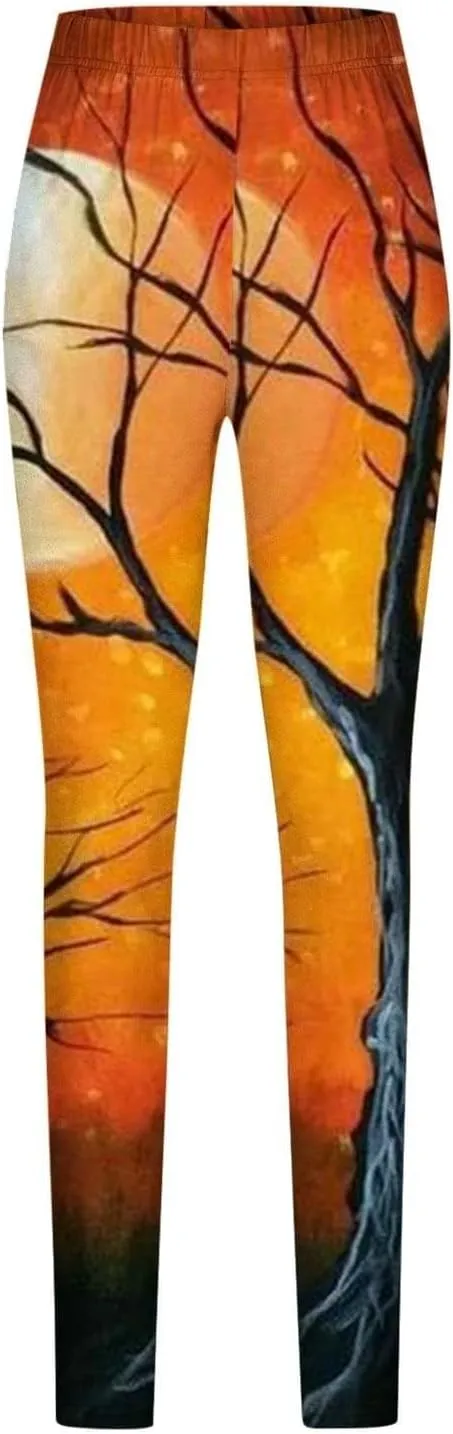 Women's Sugar Halloween Leggings Halloween Print Collection High Waist Women's Leggings Compression Pants Yoga