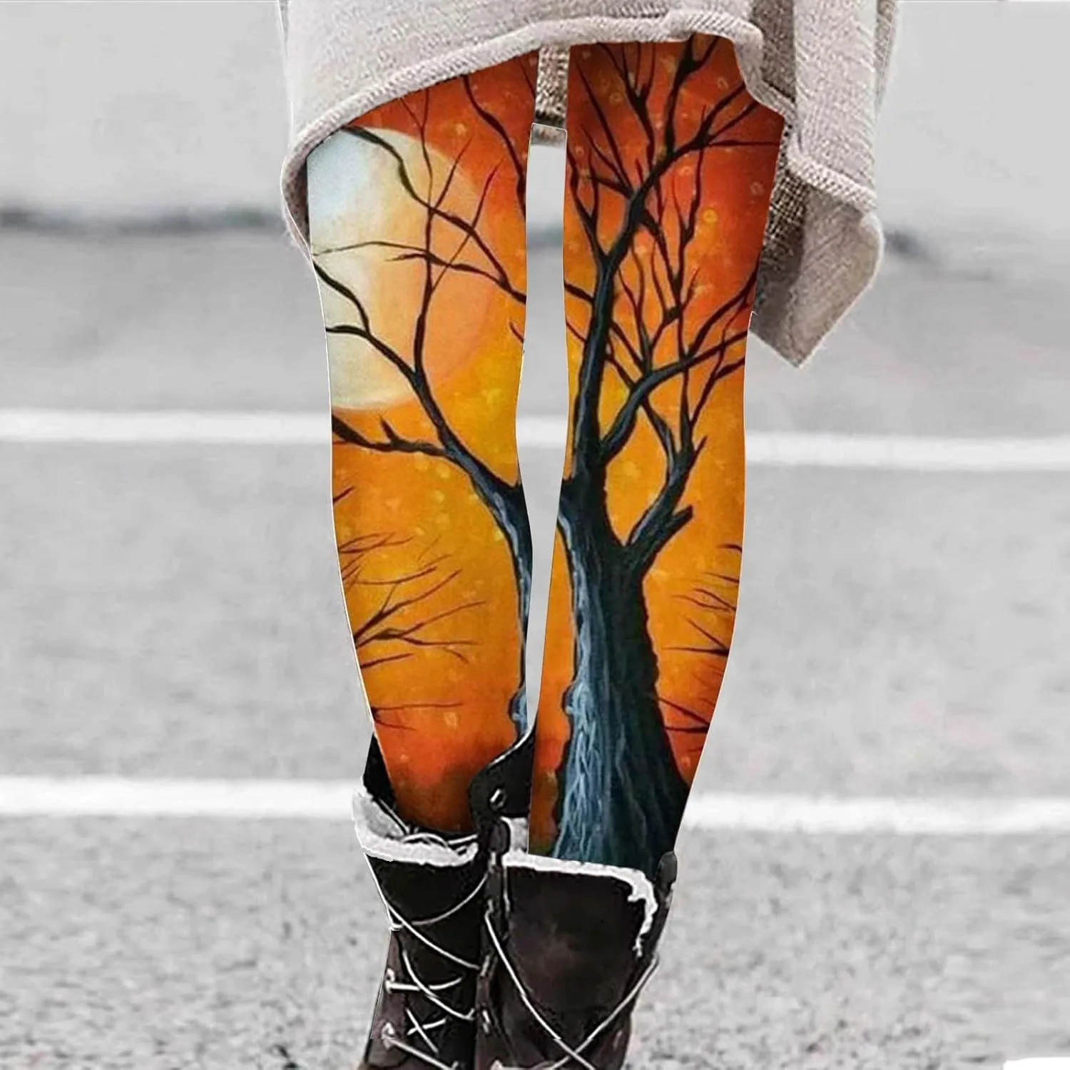 Women's Sugar Halloween Leggings Halloween Print Collection High Waist Women's Leggings Compression Pants Yoga