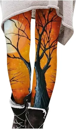 Women's Sugar Halloween Leggings Halloween Print Collection High Waist Women's Leggings Compression Pants Yoga