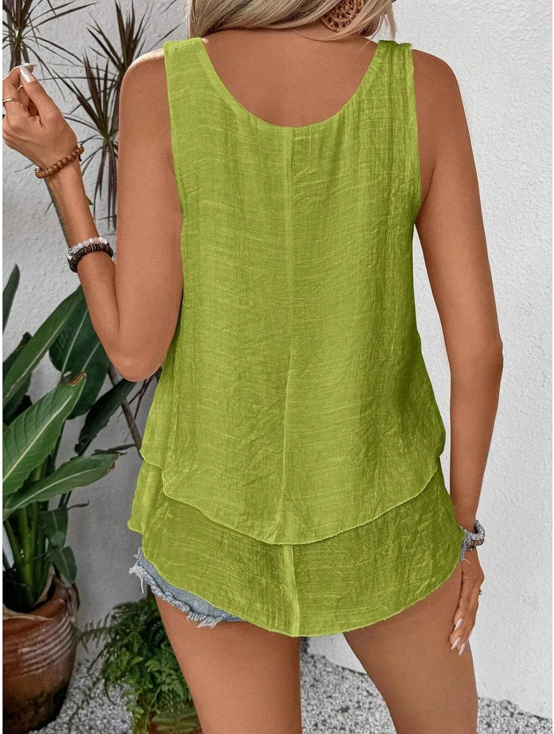 Womens Tank Tops Summer Fashion Cotton Linen Irregular Hem Sleeveless Tshirts Trendy Casual Loose Fit Beach Shirts