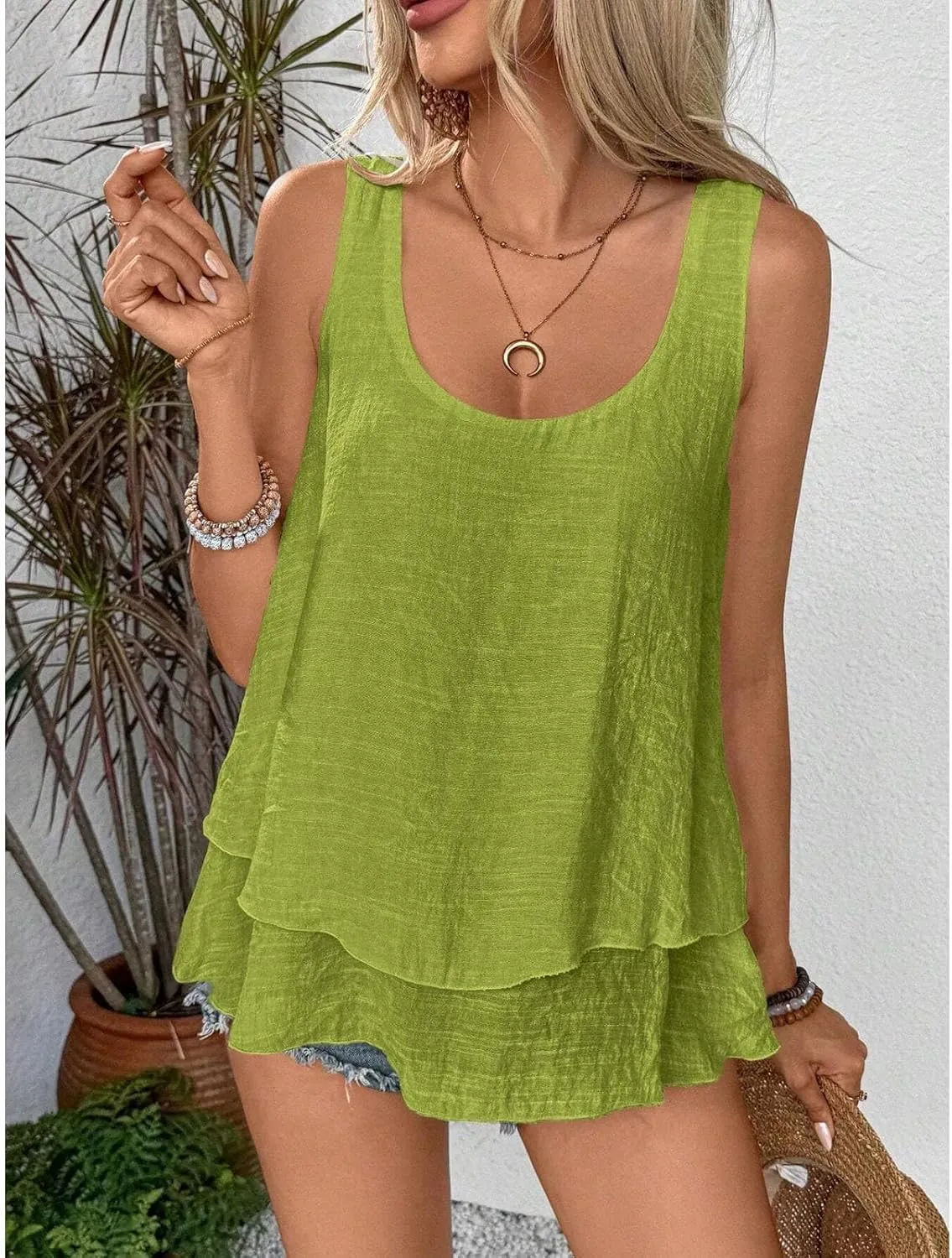 Womens Tank Tops Summer Fashion Cotton Linen Irregular Hem Sleeveless Tshirts Trendy Casual Loose Fit Beach Shirts