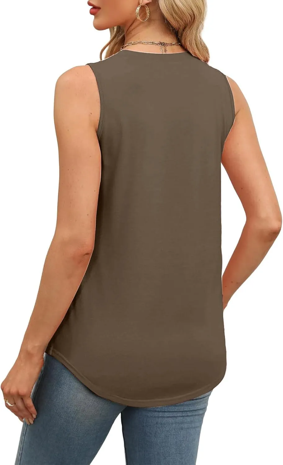 Womens Tank Tops Workout Sleeveless Crew Neck Tunic Top Solid Color Business Comfy Summer Vacation Trendy Camisole