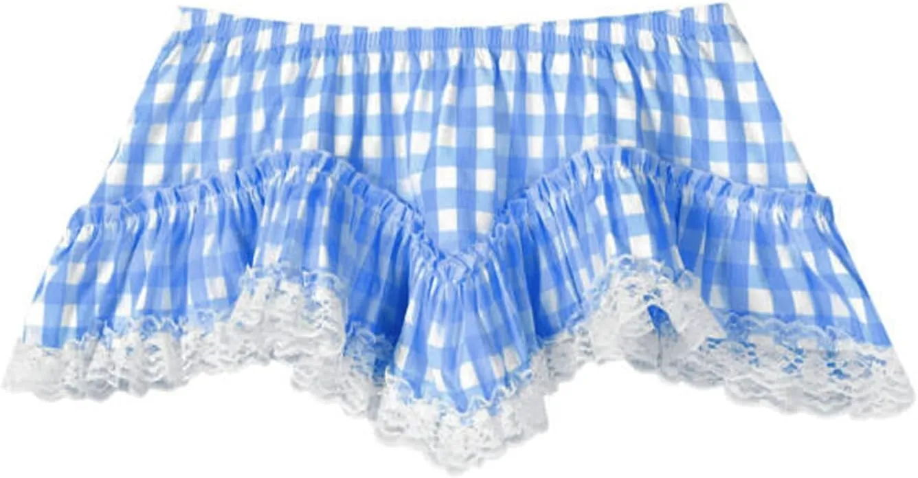 Women's Y2k Ruffle Lace Pleated Gingham A-Line Mini Skirt Low Rise Irregular Plaid Mini Skirt Fairycore Short Skirt