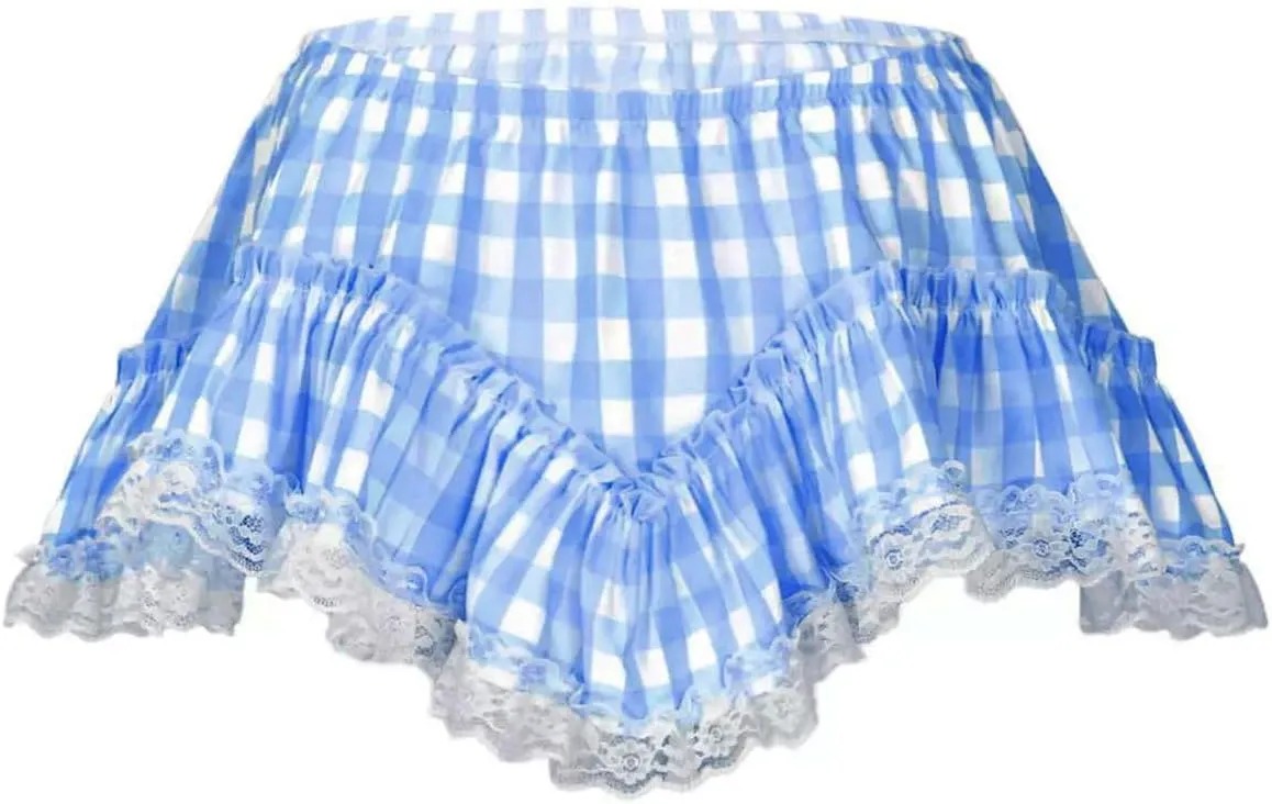 Women's Y2k Ruffle Lace Pleated Gingham A-Line Mini Skirt Low Rise Irregular Plaid Mini Skirt Fairycore Short Skirt