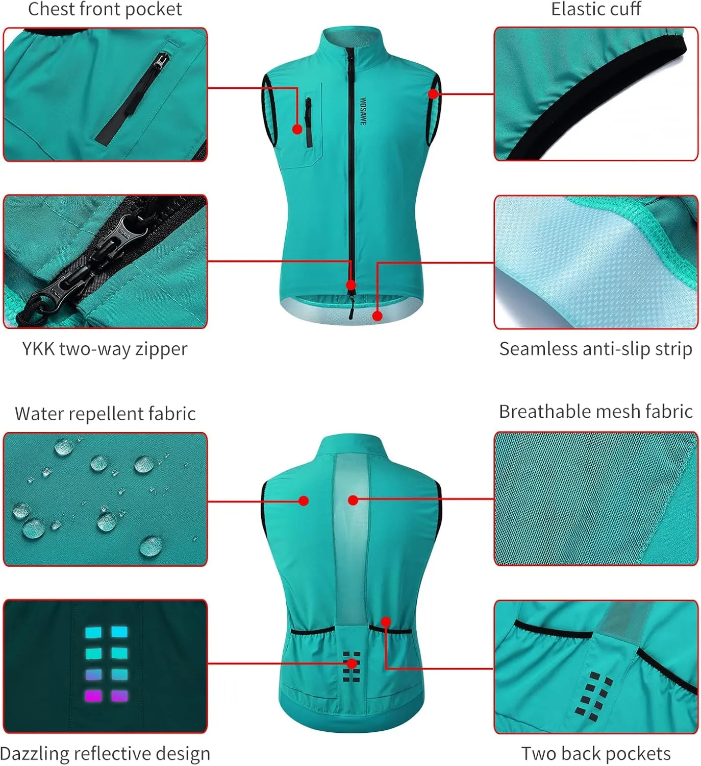 WOSAWE Cycling Jacket Men Quick Drying Bicycle Summer Jackets Lightweight Jersey