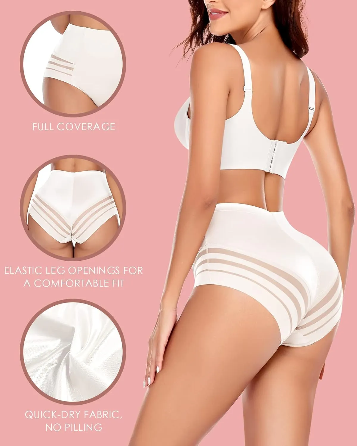 WOWENY Womens Underwear Tummy Control Underwear for Women High Waisted Shapewear Mesh Seamless Butt Lifter Panties