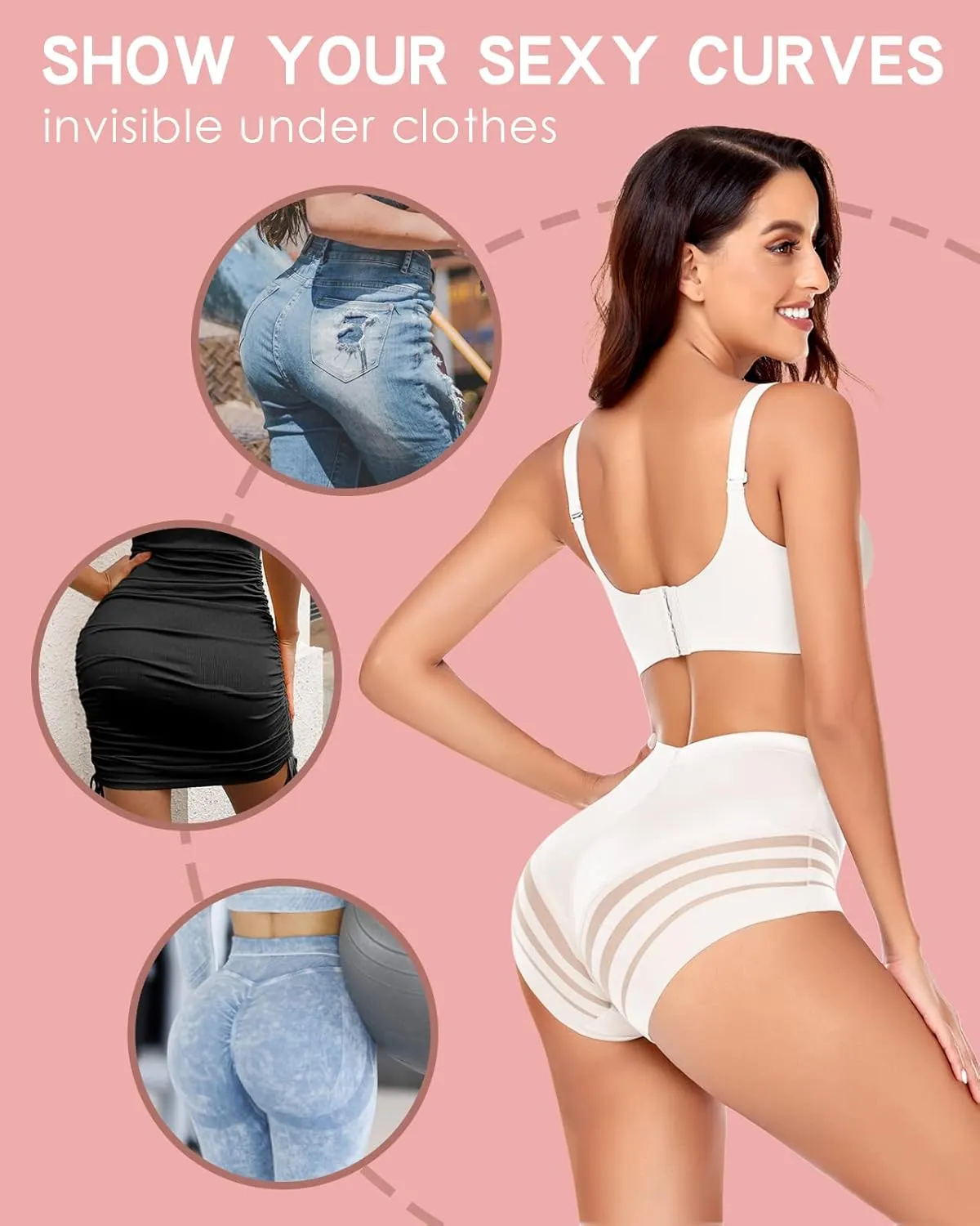 WOWENY Womens Underwear Tummy Control Underwear for Women High Waisted Shapewear Mesh Seamless Butt Lifter Panties