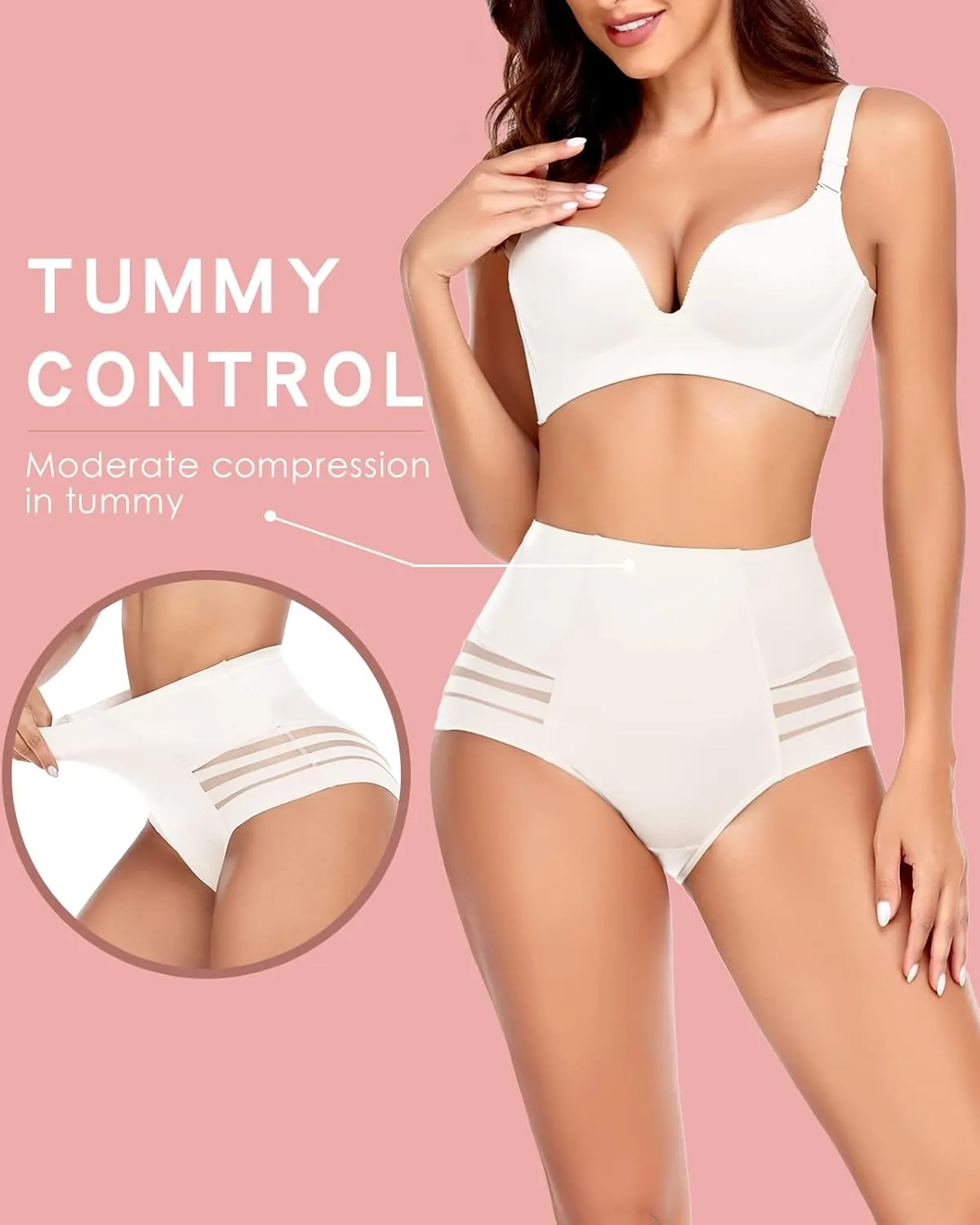 WOWENY Womens Underwear Tummy Control Underwear for Women High Waisted Shapewear Mesh Seamless Butt Lifter Panties