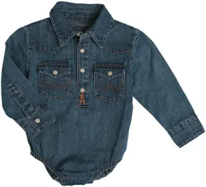 Wrangler Baby Boys' Long Sleeve Bodysuit Denim