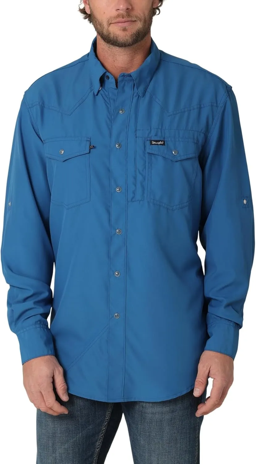 Wrangler Men's Performance Snap Long Sleeve Solid Shirt