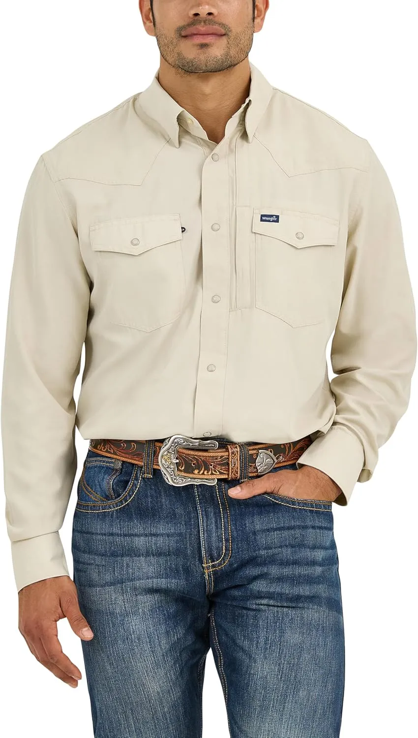 Wrangler Men's Performance Snap Long Sleeve Solid Shirt