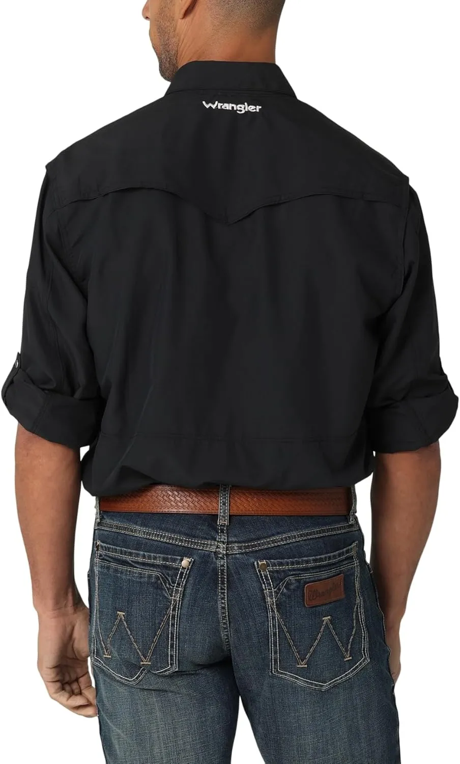 Wrangler Men's Performance Snap Long Sleeve Solid Shirt