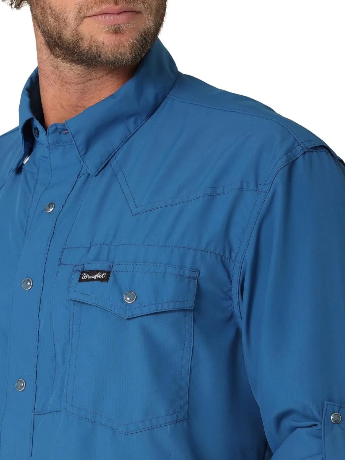 Wrangler Men's Performance Snap Long Sleeve Solid Shirt