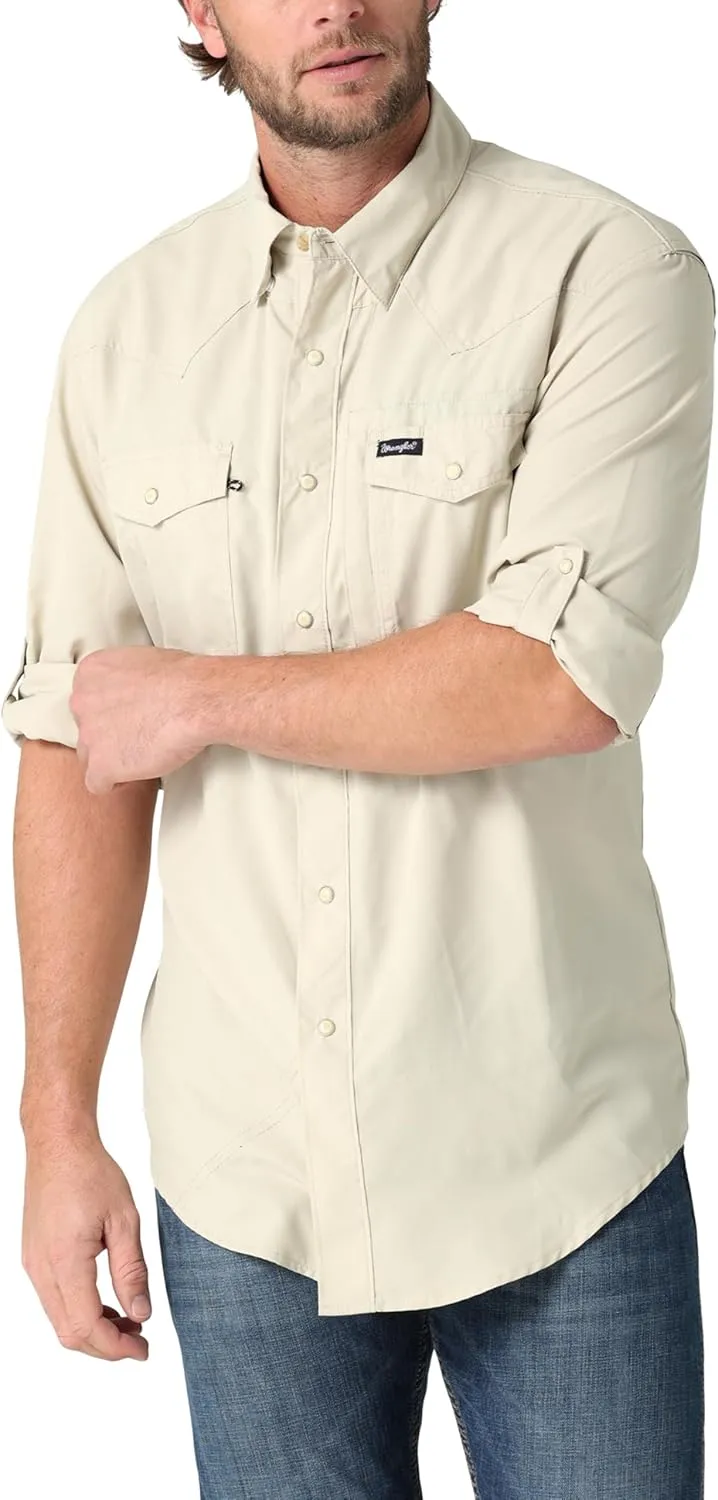 Wrangler Men's Performance Snap Long Sleeve Solid Shirt