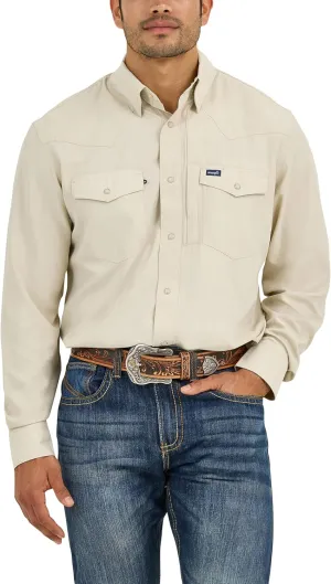 Wrangler Men's Performance Snap Long Sleeve Solid Shirt