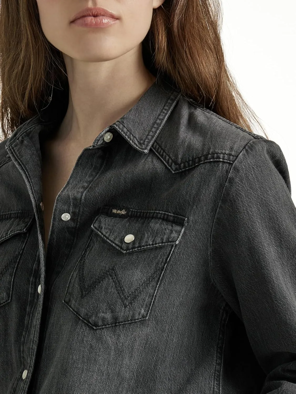 Wrangler Women's Boyfriend Denim Snap Closure Shirt