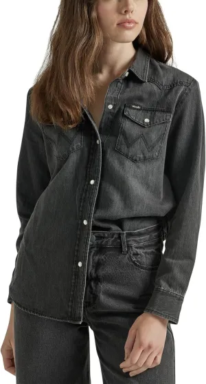Wrangler Women's Boyfriend Denim Snap Closure Shirt
