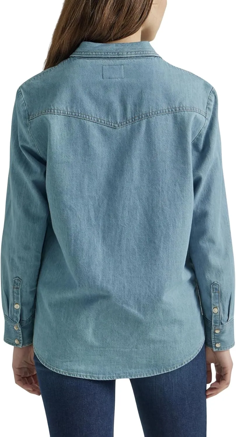 Wrangler Women's Boyfriend Denim Snap Closure Shirt