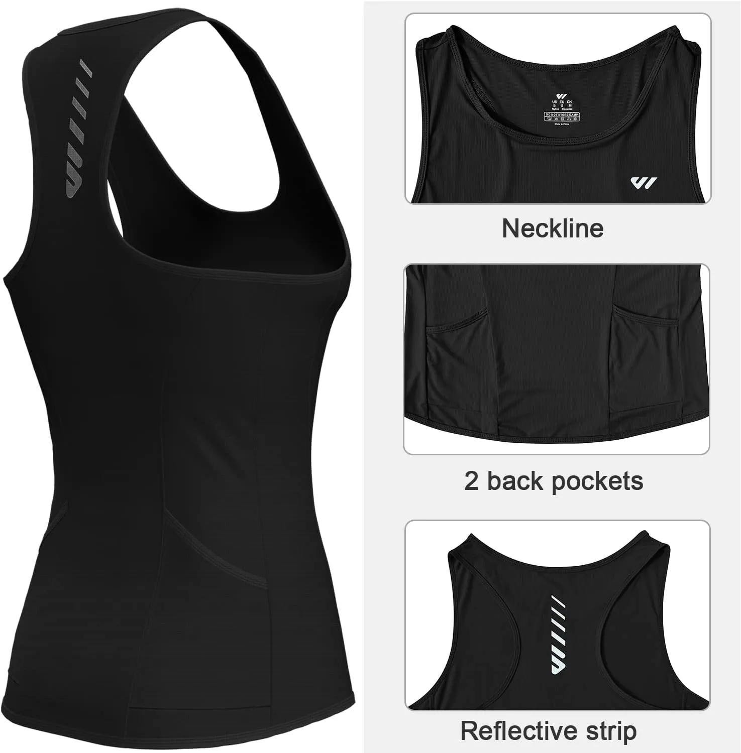 Wulibike Sleeveless Cycling Jersey Women Running Vest 2 Pcs Breathable tank top Quick-Dry shirts with Pockets