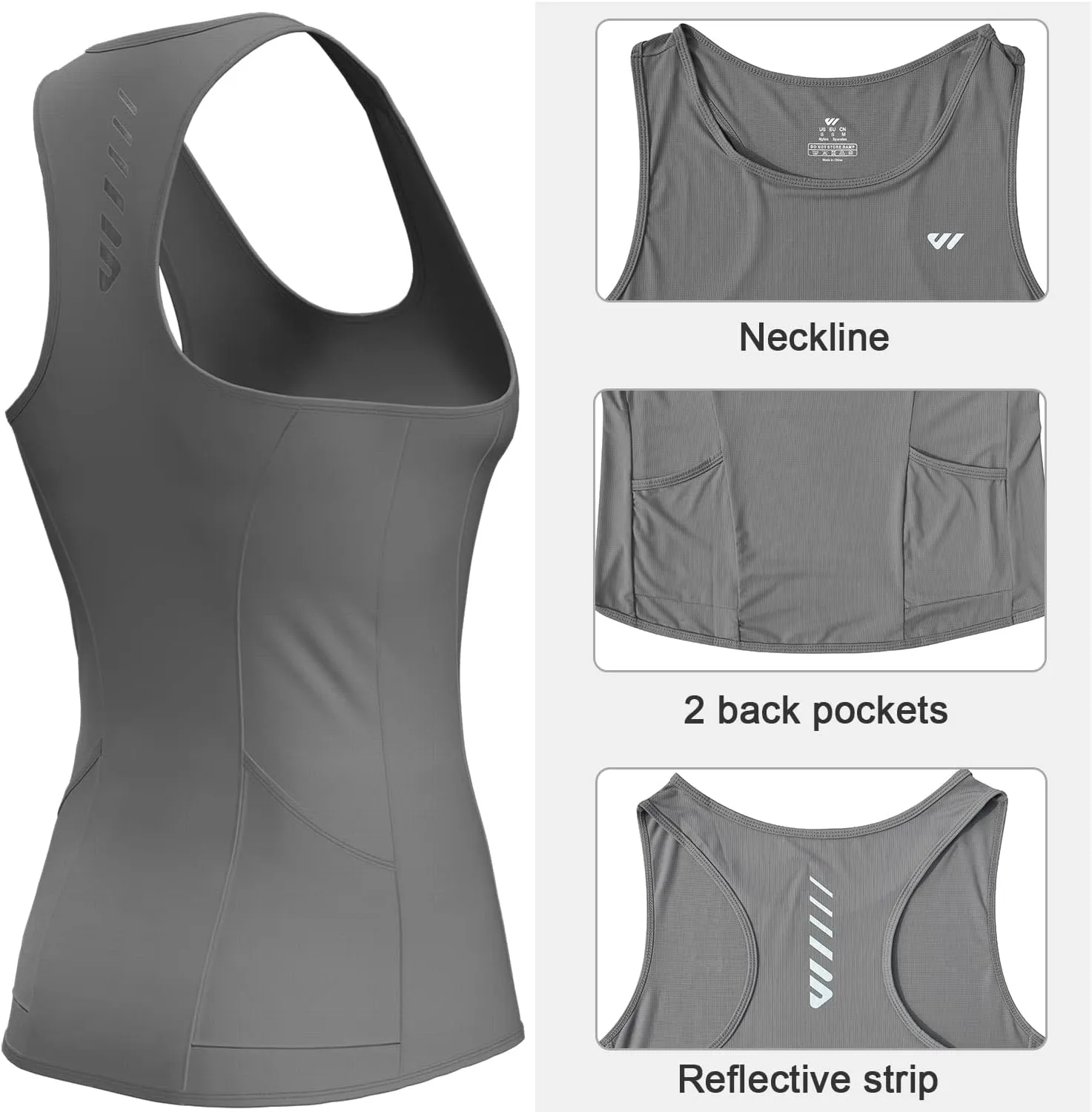 Wulibike Sleeveless Cycling Jersey Women Running Vest 2 Pcs Breathable tank top Quick-Dry shirts with Pockets