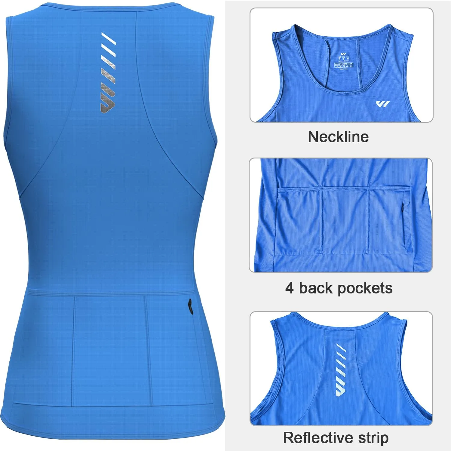 Wulibike Sleeveless Cycling Jersey Women Running Vest 2 Pcs Breathable tank top Quick-Dry shirts with Pockets