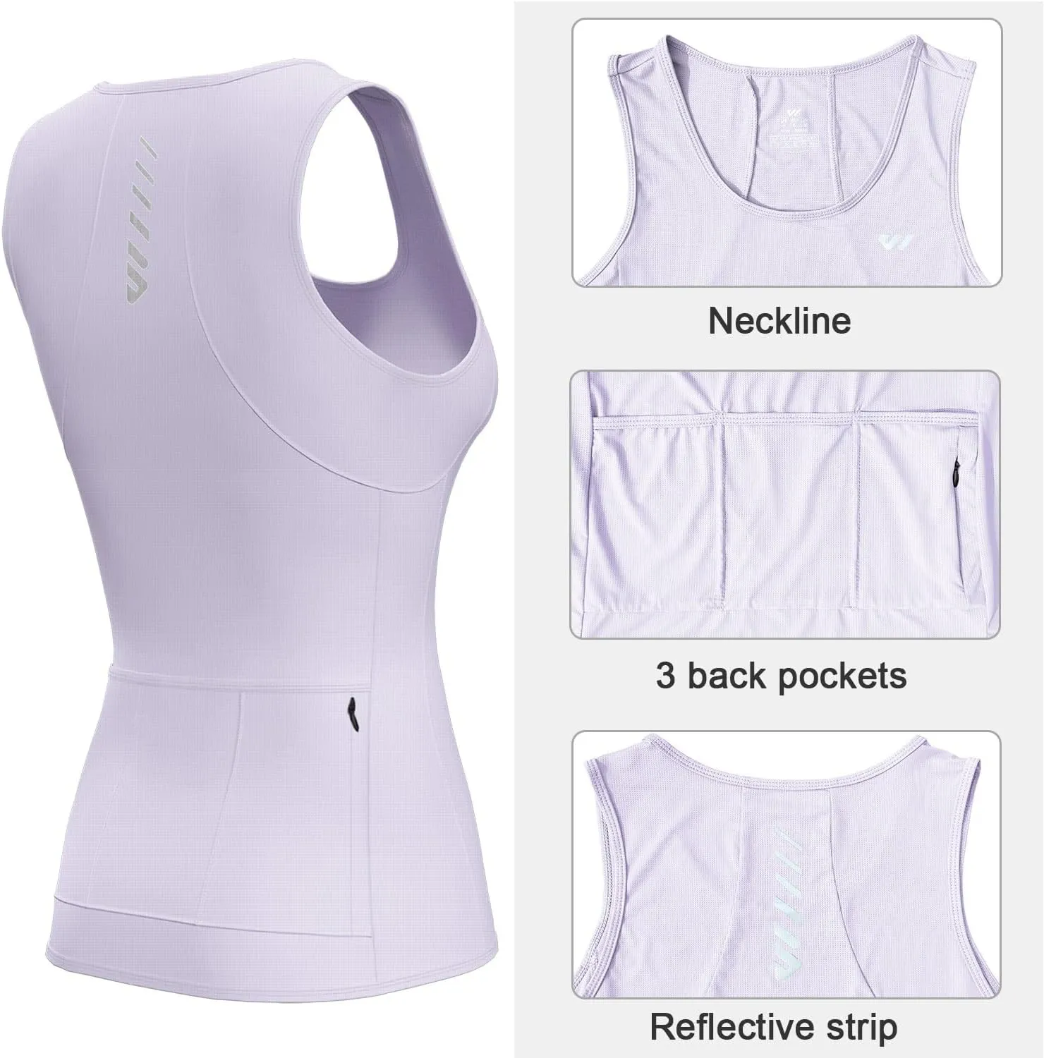 Wulibike Sleeveless Cycling Jersey Women Running Vest 2 Pcs Breathable tank top Quick-Dry shirts with Pockets