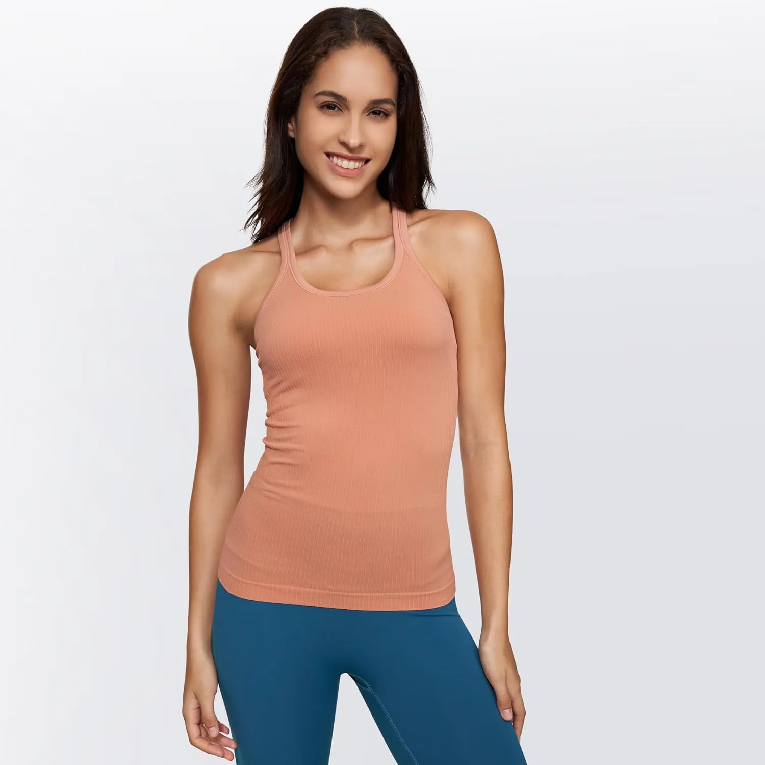 Yoga Racerback Tank Top for Women with Built in Bra,Women's Padded Sports Bra Fitness Workout Running Shirts
