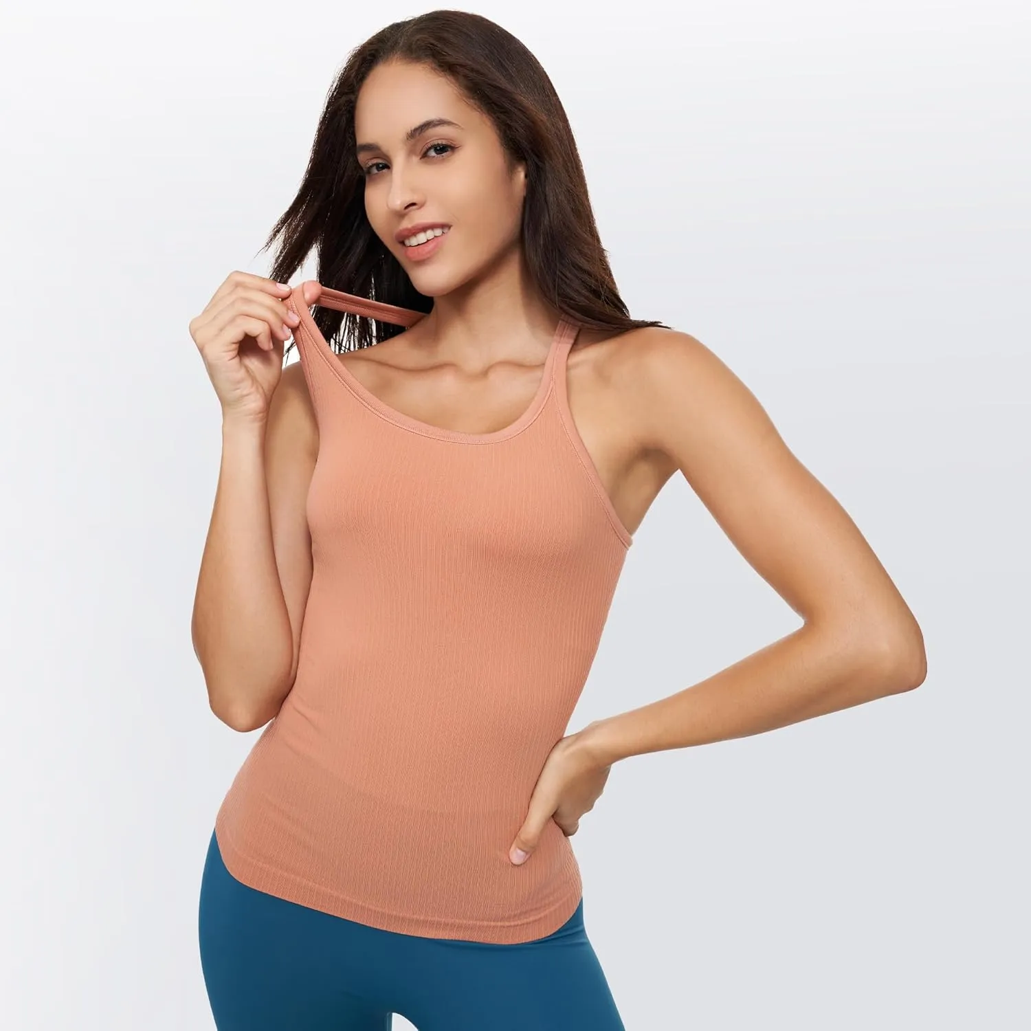 Yoga Racerback Tank Top for Women with Built in Bra,Women's Padded Sports Bra Fitness Workout Running Shirts