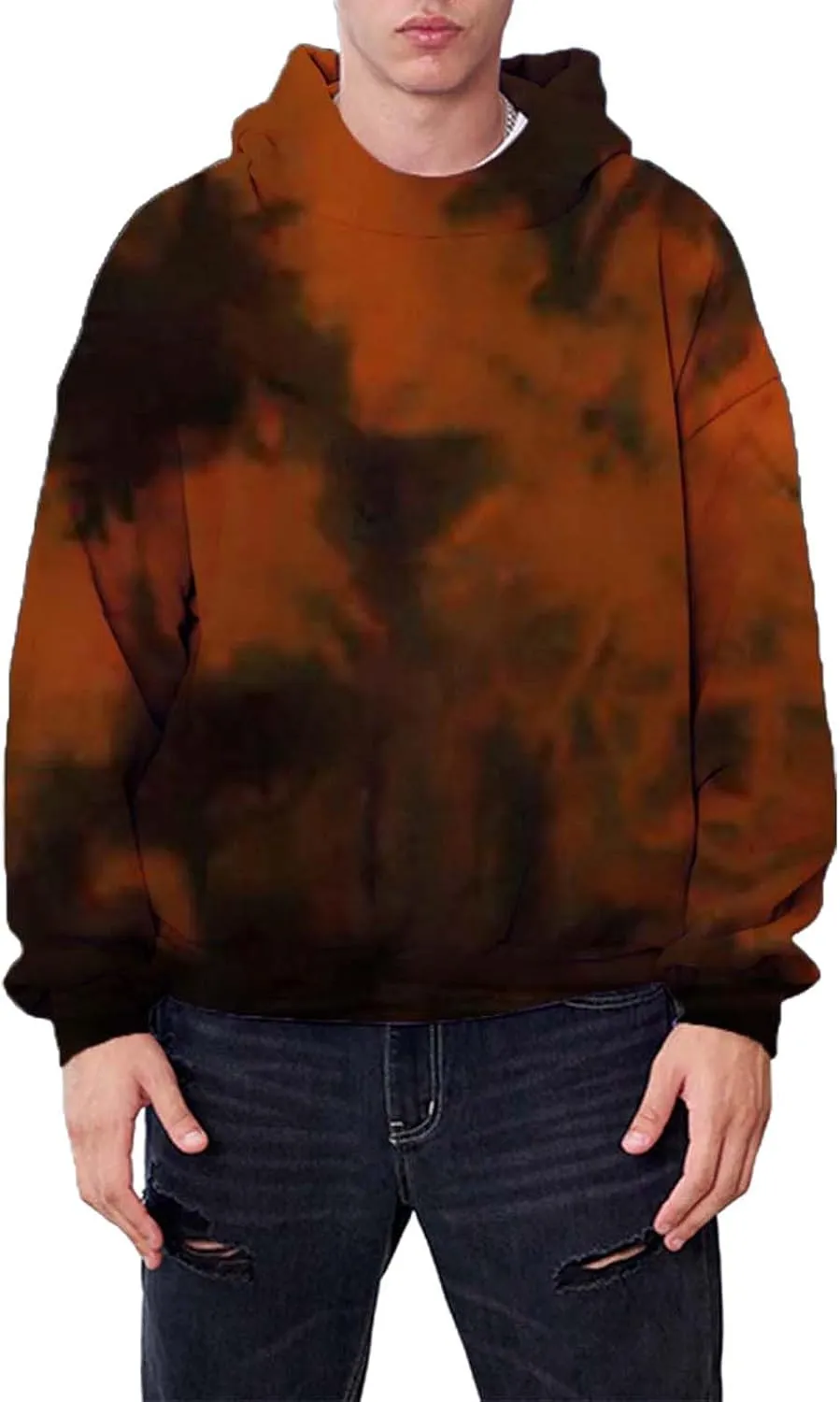 ZYXTIM Womens Fashion Tie Dye Sweatshirt Oversized Long Sleeve Thermal Fleece Pullover Hooded Sweatshirt for Men Plus Size